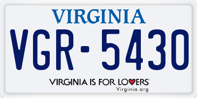 VA license plate VGR5430