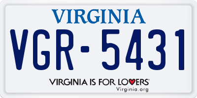 VA license plate VGR5431
