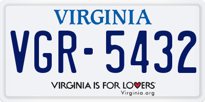 VA license plate VGR5432