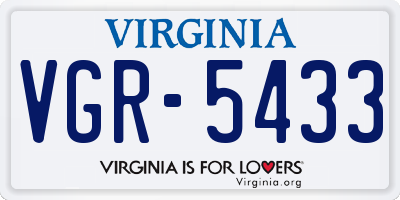 VA license plate VGR5433