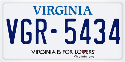 VA license plate VGR5434