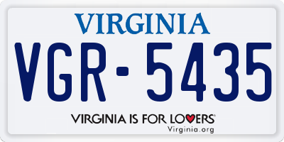VA license plate VGR5435