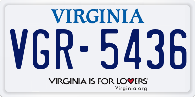 VA license plate VGR5436
