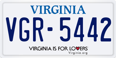 VA license plate VGR5442