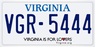 VA license plate VGR5444