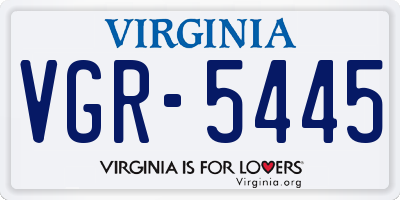 VA license plate VGR5445