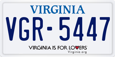 VA license plate VGR5447