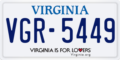 VA license plate VGR5449