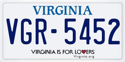 VA license plate VGR5452