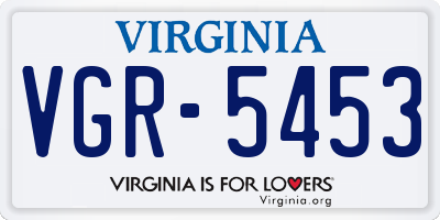 VA license plate VGR5453