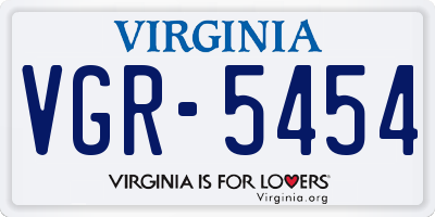 VA license plate VGR5454