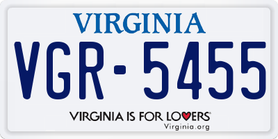 VA license plate VGR5455