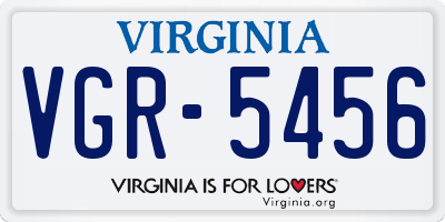 VA license plate VGR5456