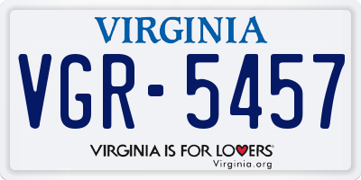 VA license plate VGR5457