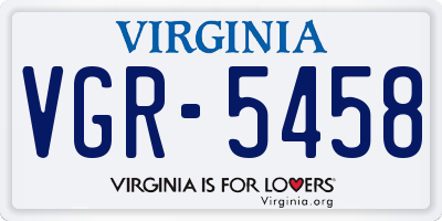 VA license plate VGR5458