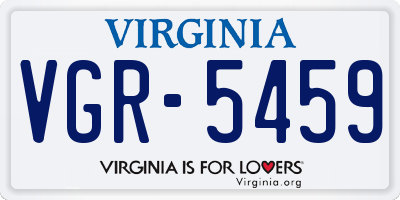 VA license plate VGR5459