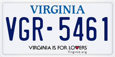 VA license plate VGR5461