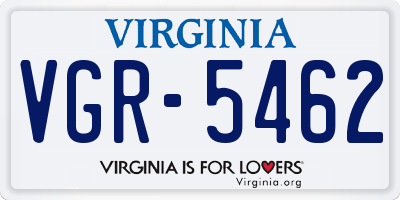 VA license plate VGR5462