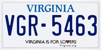 VA license plate VGR5463