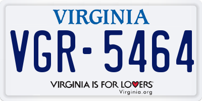 VA license plate VGR5464