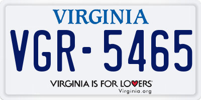 VA license plate VGR5465