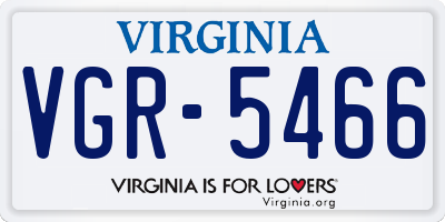 VA license plate VGR5466
