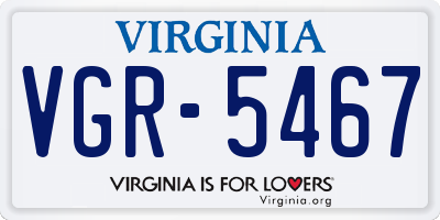VA license plate VGR5467