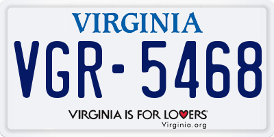 VA license plate VGR5468