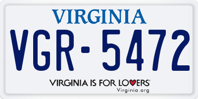 VA license plate VGR5472