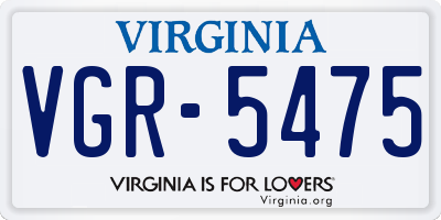 VA license plate VGR5475