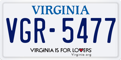 VA license plate VGR5477