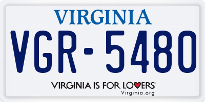 VA license plate VGR5480