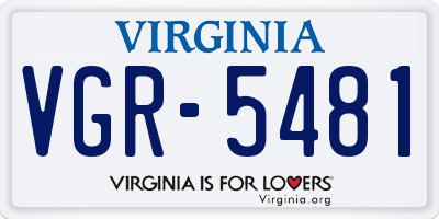 VA license plate VGR5481