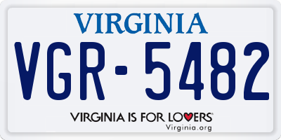 VA license plate VGR5482