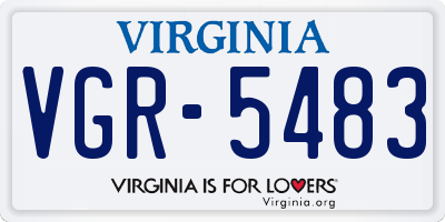 VA license plate VGR5483