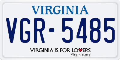 VA license plate VGR5485