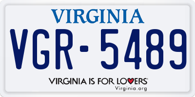 VA license plate VGR5489