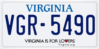 VA license plate VGR5490