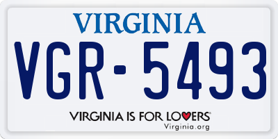 VA license plate VGR5493