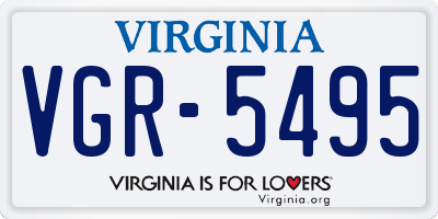 VA license plate VGR5495