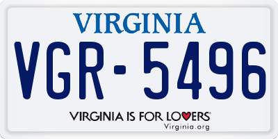VA license plate VGR5496