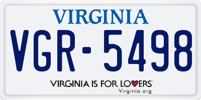 VA license plate VGR5498