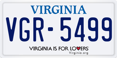 VA license plate VGR5499