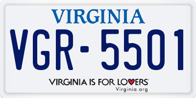 VA license plate VGR5501