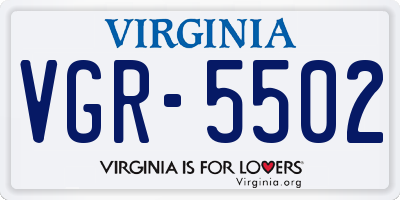 VA license plate VGR5502
