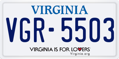 VA license plate VGR5503