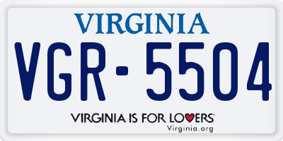 VA license plate VGR5504