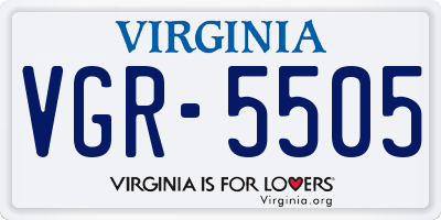 VA license plate VGR5505