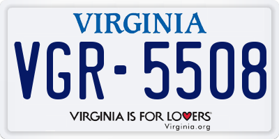 VA license plate VGR5508