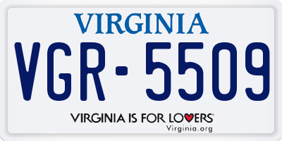 VA license plate VGR5509